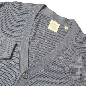 Billy Reid Men's Large Waffle Knit Cardigan Sweater Cotton Button V-Neck